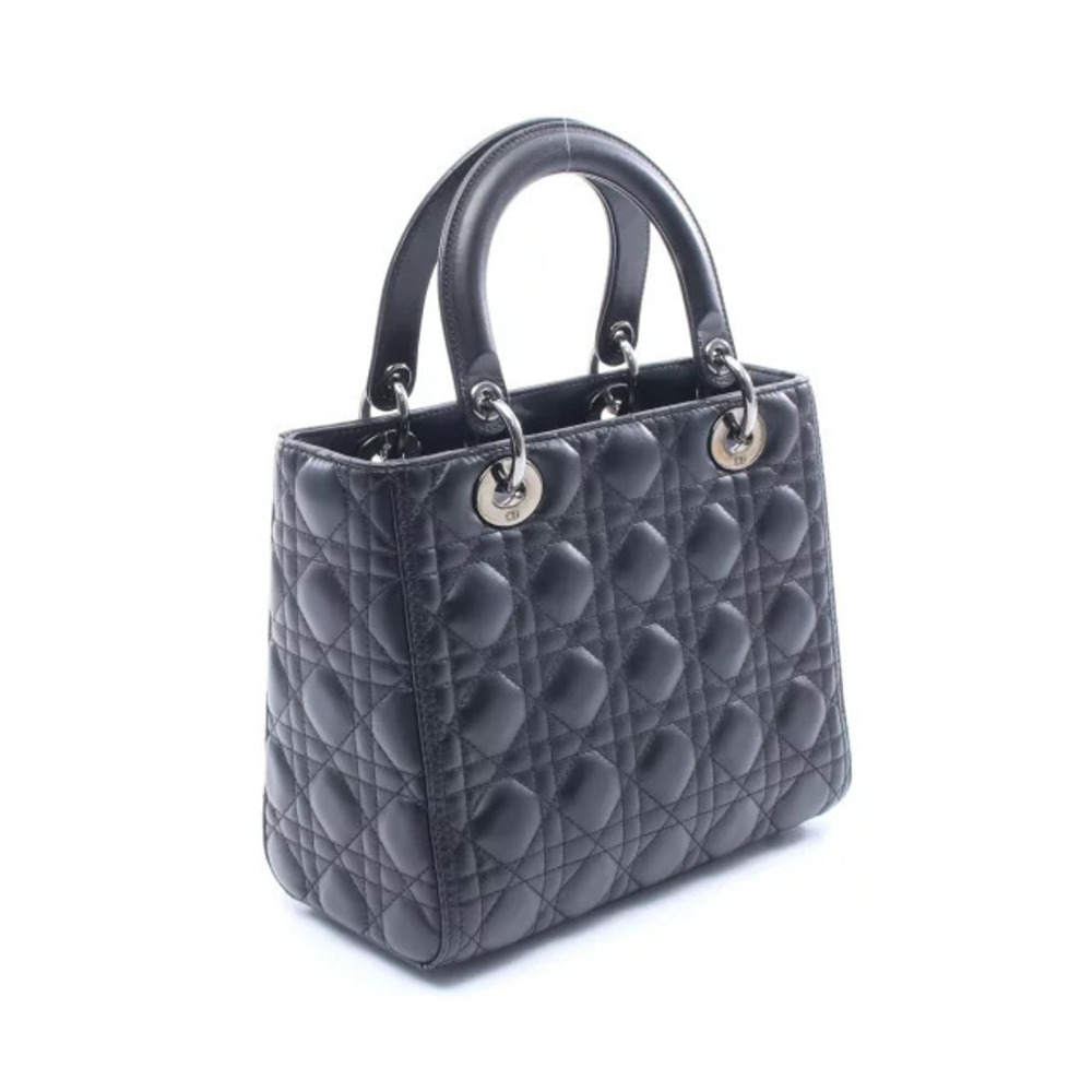 Dior Handbag Cannage LADY Black Bag Leather